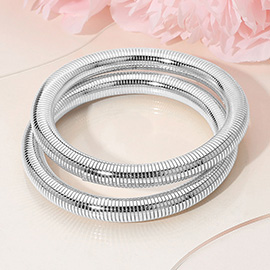 2PCS - Flexible Ribbed Metal Coil Multi Layered Bracelet