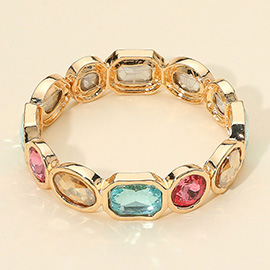 Oval Emerald Cut Stone Accented Stretch Bracelet