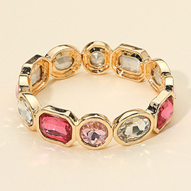 Oval Emerald Cut Stone Accented Stretch Bracelet