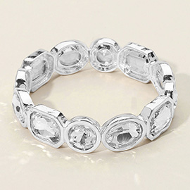 Oval Emerald Cut Stone Accented Stretch Bracelet