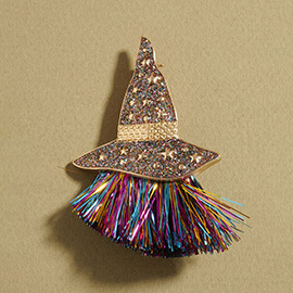 Tassel Halloween Witch Hat Pin Brooch