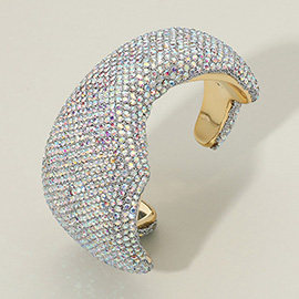 Bold Rhinestone Wave Evening Cuff Bracelet