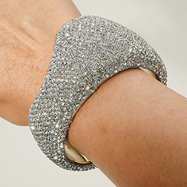Bold Rhinestone Wave Evening Cuff Bracelet
