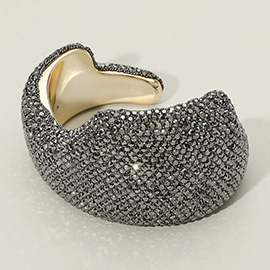 Bold Rhinestone Wave Evening Cuff Bracelet