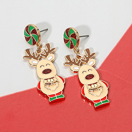 Whimsical Cute Holiday Reindeer Dangle Earrings