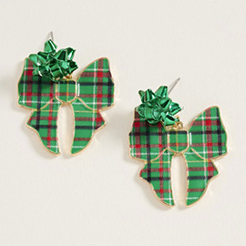 Festive Holiday Bow Dangle Earrings