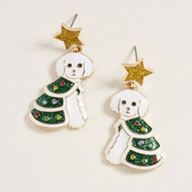 Holiday Puppy Dangle Earrings