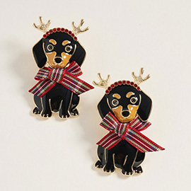 Holiday Reindeer Dachshund Earrings