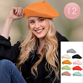 12PCS - Classic French Style Winter Knit Beret Hats