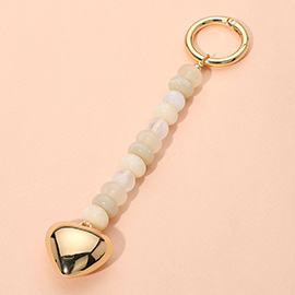 Metal Heart Tip Pointed Colorful Resin Round Beaded Bag Charm / Keychain