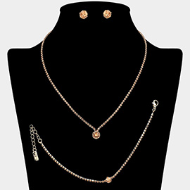 Round CZ Stone Accent Rhinestone Paved Jewelry Set