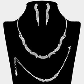 Rhinestone Paved Wavy Plate Link Jewelry Set