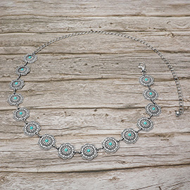 Western Flower Concho Link Chain Belt