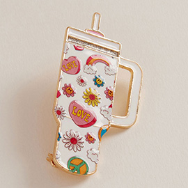 Retro Love Groovy Pattern Enamel Tumbler Pin Brooch