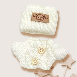 Mini Doll Matching Headband Knit Cardigan Outfit Set