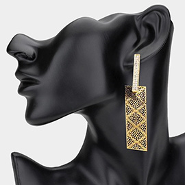 Bold Abstract Geometric Pattern Filigree Plate Drop Earrings