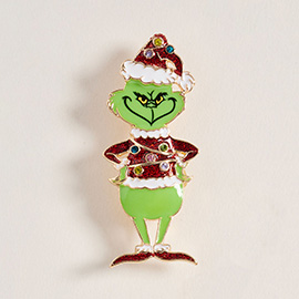 Christmas Green Monster Pin Brooch
