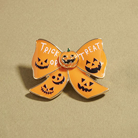 Trick or Treat Halloween Bow Pin Brooch