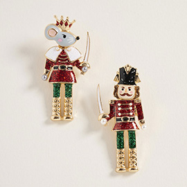 Holiday Mismatch Mouse King Nutcracker Earrings