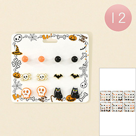 12 SET OF 6 - Halloween Stud Earring Set
