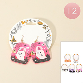 12Pairs - Playful Halloween Dangle Earrings