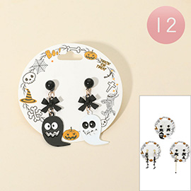 12Pairs - Mismatch Halloween Drop Earrings