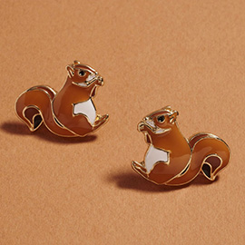 Cute Fall Squirrel Stud Earrings