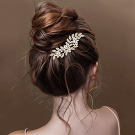 CZ Stone Paved Floral Leaf Vine Hair Comb