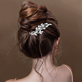CZ Stone Paved Leaf Vine Bunch Hair Comb