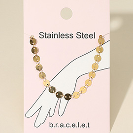 Stainless Steel flat Disc Link Chain Bracelet