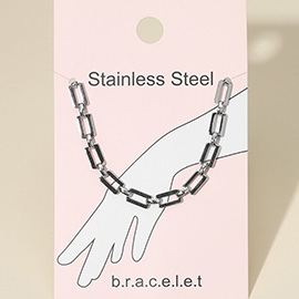 Stainless Steel Open Rectangular Link Chain Bracelet