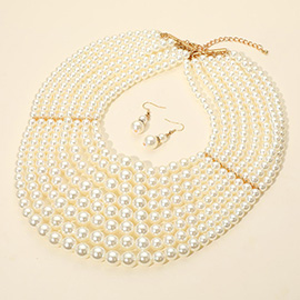 Multi Strand Pearl Statement Necklace