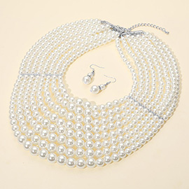 Multi Strand Pearl Statement Necklace