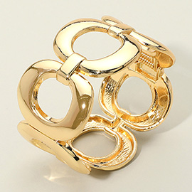 Bold Geometric Open Link Statement Hinged Bangle Bracelet