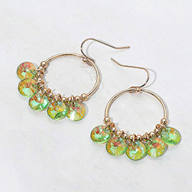 Faceted Disc Beaded Ring Dangle Earrings