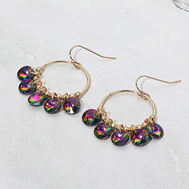 Faceted Disc Beaded Ring Dangle Earrings