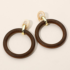 Bold Wooden Circle Link Drop Earrings