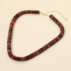 Flat Resin Disc Beaded Necklace