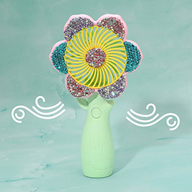 Glittered Flower USB Charging Portable Handheld Fan