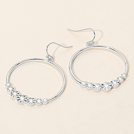 Textured Ball Beaded Circle Dangle Earrings
