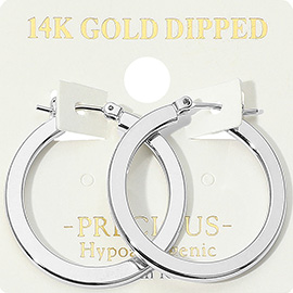 14K Gold Dipped Hypoallergenic Flat Pin Catch Hoop Earrings