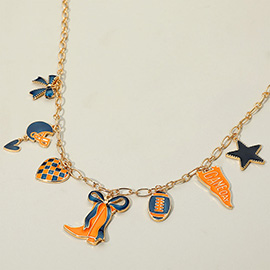 Game Day Football Theme Charm Station Necklace