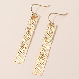 Geometric Rectangle Cutout Bar Link Drop Earrings