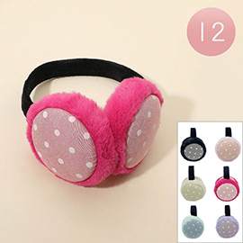 12PCS - Polka Dot Plush Earmuffs
