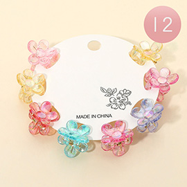12 SET OF 8 - Mini Colorful Flower Hair Claw Clips