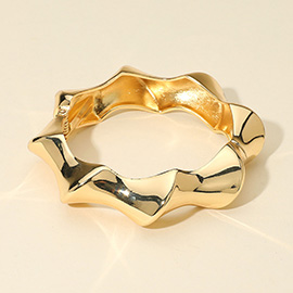 Metal Wave Edge Hinged Bangle Bracelet