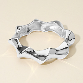 Metal Wave Edge Hinged Bangle Bracelet