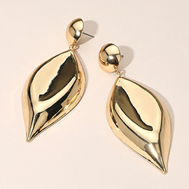 Oversized Puffy Metal Marquise Dangle Earrings