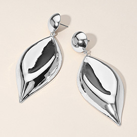 Oversized Puffy Metal Marquise Dangle Earrings