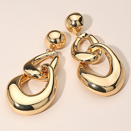 Oversized Puffy Metal Chain Link Drop Earrings